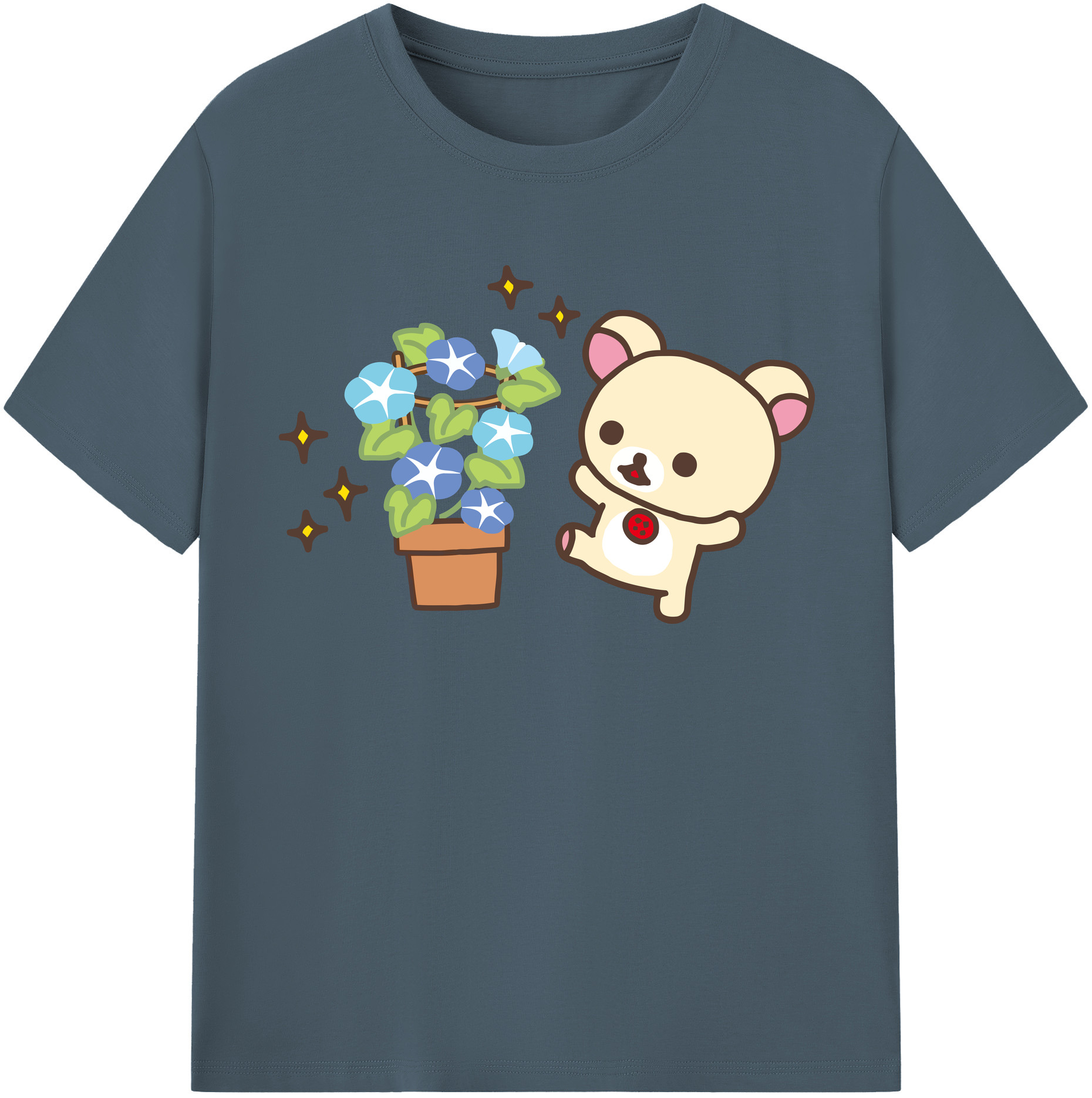 （画像用） リラックマ リラックマ キイロイトリ Rilakkuma Korilakkuma Kiiroitori 綿100％半袖Tシャツ（フロントプリント）
